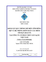 khảo sát quy trình chế biến tôm đông iqf và hệ thống kiểm soát các điểm tới hạn (haccp) tại công ty cổ phần thủy sản sạch việt nam (vina cleanfood)
