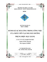 đánh giá sự hài lòng trong công việc của nhân viên tại nhà máy đường phụng hiệp hậu giang