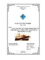 cải cách thủ tục hành chính theo cơ chế một cửa – thực tiễn tại sở nội vụ, thành phố cần thơ