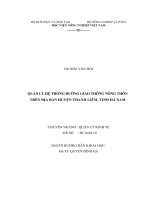 Luận văn: Quản lý hệ thống đường giao thông nông thôn trên địa bàn huyện Thanh Liêm, tỉnh Hà Nam  Dương Văn Hội