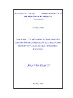 ảnh hưởng của phân bón lá và photpho đến sinh trưởng phát triển, năng suất đậu tương giống đvn6 vụ xuân 2014 tại thanh miện, hải dương