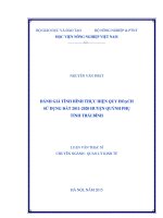 Đánh giá tình hình thực hiện quy hoạch sử dụng đất 2011 2020 huyện Quỳnh Phụ, tỉnh Thái Bình