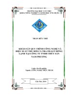 khảo sát quy trình công nghệ và hiệu suất thu hồi cá tra fillet đông lạnh tại công ty tnhh thủy sản nam phương