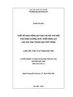 Thiết kế hoạt động dạy học các bài thơ mới theo định hướng phát triển năng lực cho học sinh trung học phổ thông 