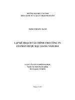 lập kế hoạch tài chính cho công ty cổ phẩn dược hậu giang năm 2014