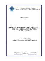 khảo sát sinh trưởng và năng suất sáu giống dưa leo nhập nội, vụ hè thu 2013
