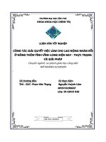 Công tác giải quyết việc làm cho lao động nhàn rỗi ở nông thôn tỉnh vĩnh long hiện nay thực trạng và giải pháp