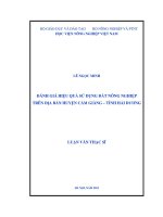 Luận văn đánh giá hiệu quả sử dụng đất nông nghiệp trên địa bàn huyện cẩm giàng   tỉnh hải dương năm 2015