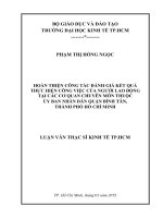 Hoàn thiện công tác đánh giá kết quả thực hiện công việc của người lao động tại các cơ quan chuyên môn thuộc UBND quận Bình Tân TPHCM