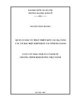 Quản lý đầu tư phát triển kết cấu hạ tầng các xã đặc biệt khó khăn tại tỉnh hà giang 