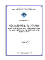 khảo sát tình hình tiêu chảy ở heo con giai đoạn theo mẹ và so sánh hiệu quả một số biện pháp phõng trị tại khu chăn nuôi tập trung thành đội cần thơ