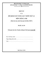 ĐÁP ÁN ĐỀ THI KHẢO SÁT LỚP TIẾNG ANH 10 MỚI 2014 2015