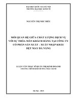 Mối quan hệ giữa chất lượng dịch vụ với sự thỏa mãn khách hàng tại công ty cổ phần sản xuất   xuất nhập khẩu dệt may đà nẵng 