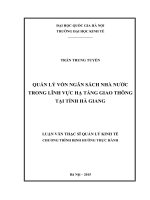 Quản lý vốn ngân sách nhà nước trong lĩnh vực hạ tầng giao thông tại tỉnh hà giang 