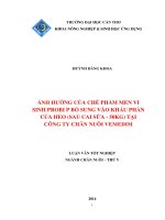 ảnh hưởng của chế phẩm men vi sinh probi p bổ sung vào khẩu phần của heo (sau cai sữa   50kg) tại công ty chăn nuôi vemedim
