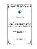 khảo sát sự hiện diệncủa e  coli sinh men β lactamase phổ rộng trên gà khỏe tại huyện trần đề, tỉnh sóc trăng