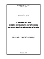 Áp dụng pháp luật trong hoạt động kiểm sát điều tra các vụ án hình sự, qua thực tiễn viện kiểm sát nhân dân thành phố hải phòng 
