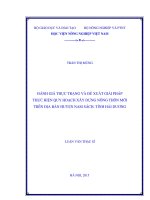 đánh giá thực trạng và đề xuất giải pháp thực hiện quy hoạch xây dựng nông thôn mới trên địa bàn huyện nam sách, tỉnh hải dương