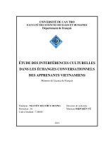 étude des interférences culturelles dans les échanges conversationnels des apprenants vietnamiens