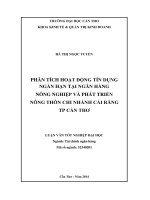 phân tích hoạt động tín dụng ngắn hạn tại ngân hàng nông nghiệp và phát triển nông thôn chi nhánh cái răng tp cần thơ