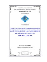 ảnh hưởng của phân xỉ thép và phân hữu cơ lên năng suất lúa, ph và dung trọng đất xám bạc màu tại huyện mộc hóa – long an
