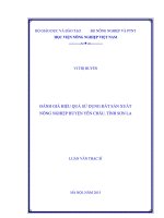 Đánh giá hiệu quả sử dụng đất sản xuất nông nghiệp huyện yên châu, tỉnh sơn la