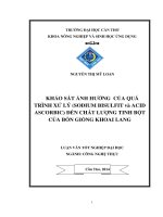 khảo sát ảnh hưởng của quá trình xử lý (sodium bisulfit và acid ascorbic) đến chất lượng tinh bột của bốn giống khoai lang