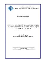 sản xuất sữa đậu nành đóng chai từ đậu nành rau tươi và phân tích chất lượng cảm quan sản phẩm