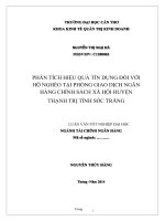 Phân tích hiệu quả tín dụng đối với hộ nghèo tại phòng giao dịch ngân hàng chính sách xã hội huyện thạnh trị tỉnh sóc trăng