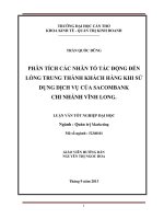 phân tích các nhân tố tác động đến lòng trung thành khách hàng khi sử dụng dịch vụ của sacombank chi nhánh vĩnh long.