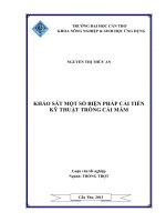 khảo sát một số biện pháp cải tiến kỹ thuật trồng cải mầm