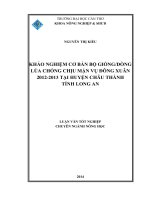 khảo nghiệm cơ bản bộ giống dõng lúa chống chịu mặn vụ đông xuân 2012 2013 tại huyện châu thành tỉnh long an