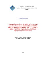 ảnh hưởng của các mức độ rau mơ (paederia tomentosa) trong khẩu phần đến sự tận dụng thức ăn, tỷ lệ tiêu hóa và tăng trọng của thỏ lai (địa phương x new zealand)