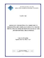 khảo sát ảnh hưởng của nhiệt độ và dinh dưỡng đến thời gian sống của thành trùng ong ký sinh microplitis manilae ash  (hymenoptera braconidae)