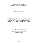 nghiên cứu các tác nhân tham gia kênh tiêu thụ sản phẩm khóm ở huyện tân phước tỉnh tiền giang