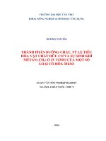 thành phần dưỡng chất, tỷ lệ tiêu hóa vật chất hữu cơ và sự sinh khí mêtan (ch4) ở in vitro của một số loại cỏ hòa thảo