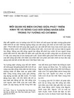 Mối quan hệ biện chứng giữa phát triển kinh tế và nâng cao đời sống nhân dân trong tư tưởng hồ chí minh