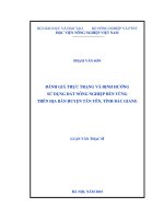 đánh giá thực trạng và định hướng sử dụng đất nông nghiệp bền vững trên địa bàn huyện tân yên, tỉnh bắc giang