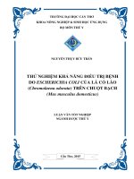 thử nghiệm khả năng điều trị bệnh do escherichia coli của lá cỏ lào (chromolaena odorata) trên chuột bạch (mus musculus domesticus)