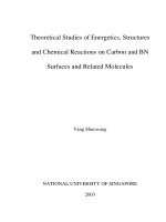 Theoretical studies of engertics, structures and chemical reactions on carbon and BN surfaces and related molecules 