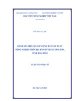 Đánh giá hiệu quả sử dụng đất sản xuất nông nghiệp trên địa bàn huyện lương sơn, tỉnh hòa bình