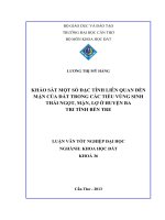 khảo sát một số đặc tính liên quan đến mặn của đất trong các tiểu vùng sinh thái ngọt, mặn, lợ ở huyện ba  tri tỉnh bến tre