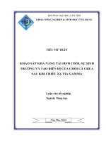 khảo sát khả năng tái sinh chồi, sự sinh trưởng và tạo biến dị của chồi cà chua sau khi chiếu xạ tia gamma