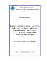 hiệu quả của phân bón lá lactofol o lên sinh trưởng và năng suất lúa ir50404 vụ hè thu năm 2013 tại xã hòa lợi, huyện giồng riềng, tỉnh kiên giang