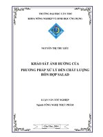 khảo sát ảnh hưởng của phương pháp xử lý đến chất lượng hỗn hợp salad