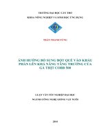 ảnh hưởng bổ sung bột quế vào khẩu phần lên khả năng tăng trưởng của gà thịt cobb 500