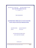 giải pháp hoàn thiện quản lý ngân sách nhà nước huyện nam sách, tỉnh hải dương