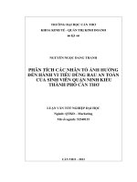 phân tích các nhân tố ảnh hƣởng đến hành vi tiêu dùng rau an toàn của sinh viên quận ninh kiều thành phố cần thơ