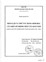 Phân lập và thử tác dụng sinh học của một số nhóm chất của đan sâm