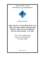 thực trạng và giải pháp nâng cao hiệu quả hoạt động kinh doanh dịch vụ thẻ atm tại agribank huyện vĩnh thạnh – cần thơ
